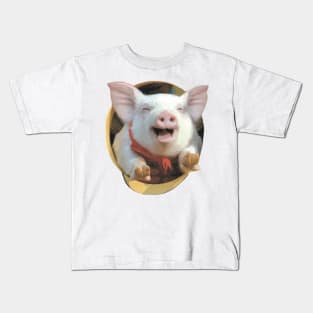 Pig pet in the hat - Oil paint Kids T-Shirt